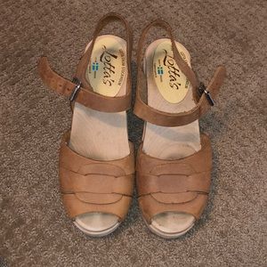 Lotta from Stockholm Peep Toe Clogs Brown Oiled Nubuck Size: EUR 39, USA 8.5